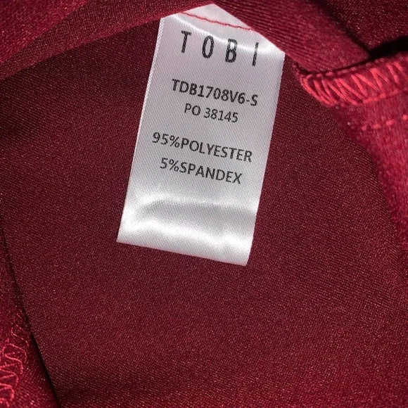 TOBI XS DRESS NWT AVA WINE bodycon deep v front split burgundy long sleeve - Picture 12 of 14